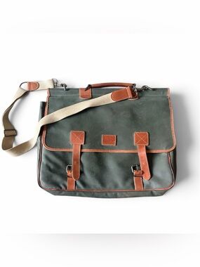 Vintage Country Road Australia Canvas Leather & Linen Lined Messenger Bag Safari